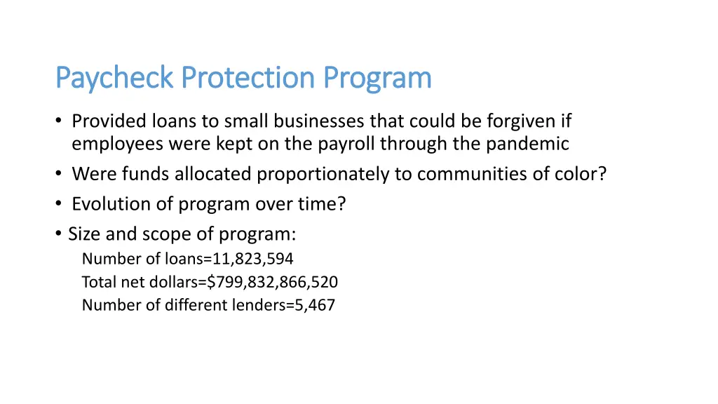 paycheck protection program paycheck protection