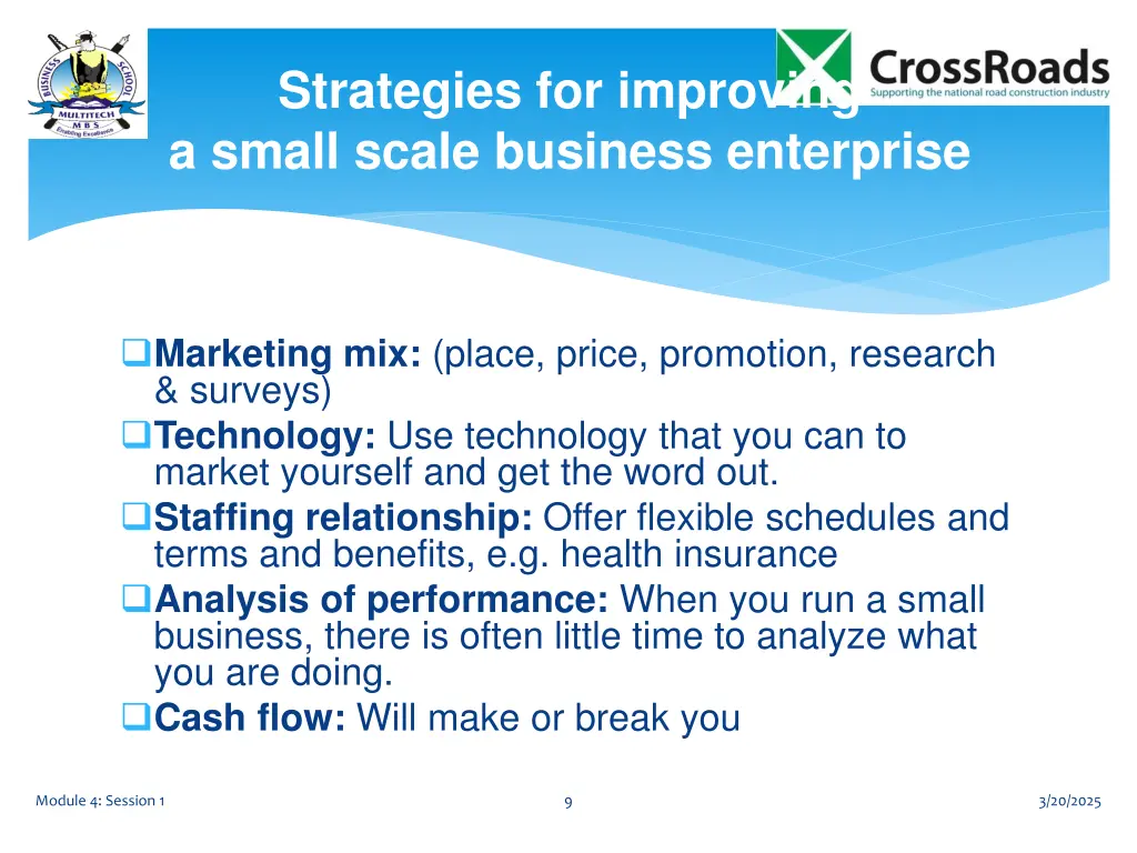 strategies for improving a small scale business