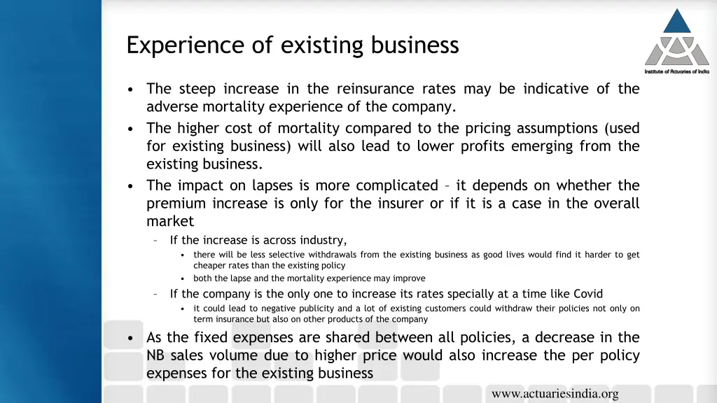 experience of existing business