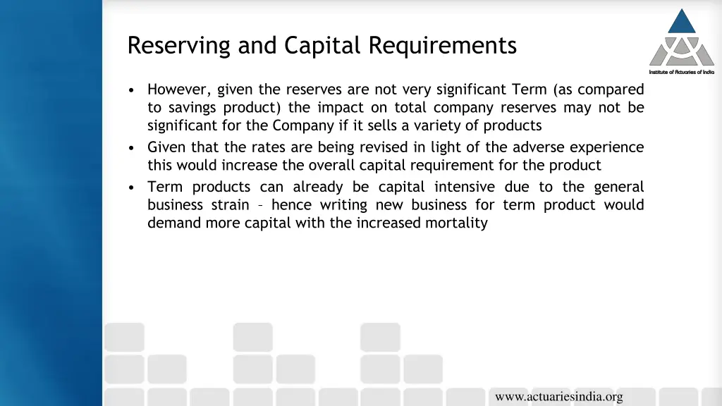 reserving and capital requirements 1