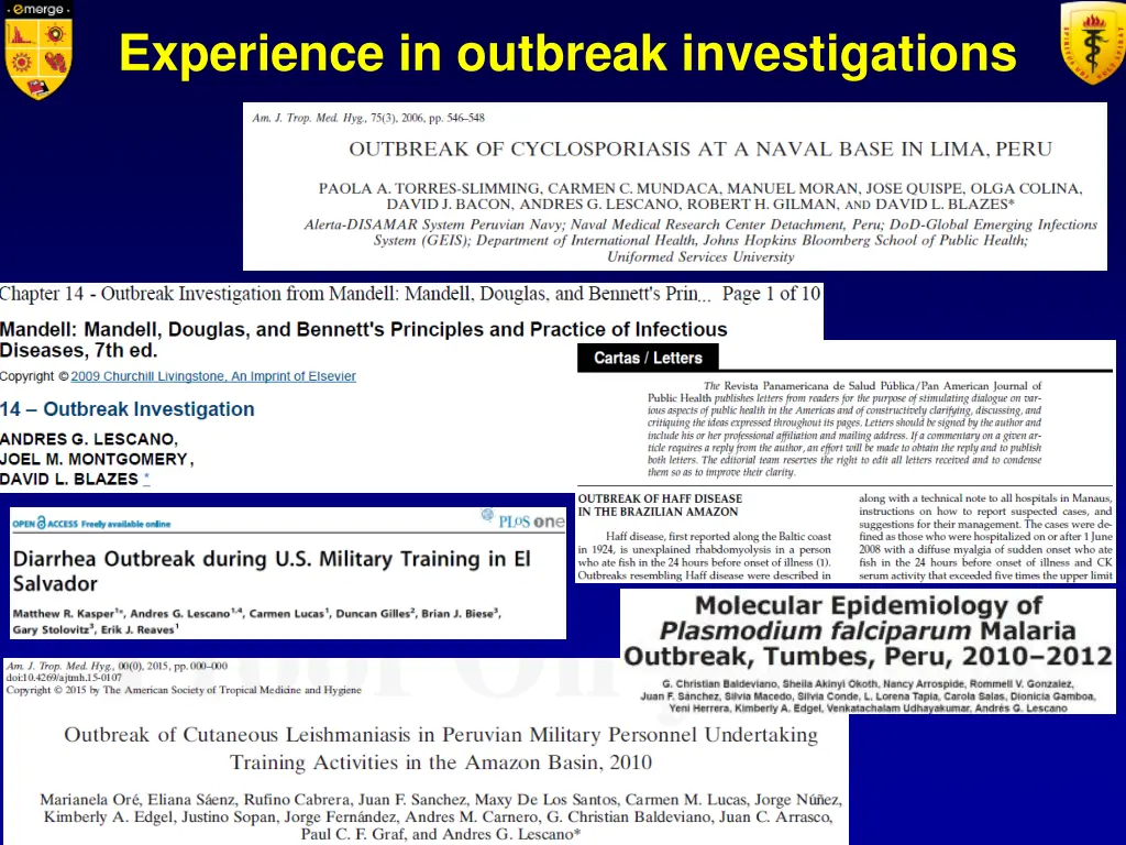 experience in outbreak investigations