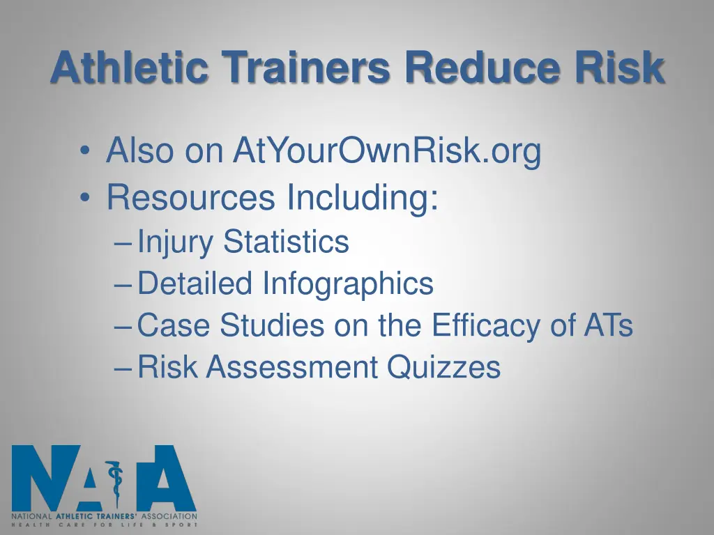 athletic trainers reduce risk 1