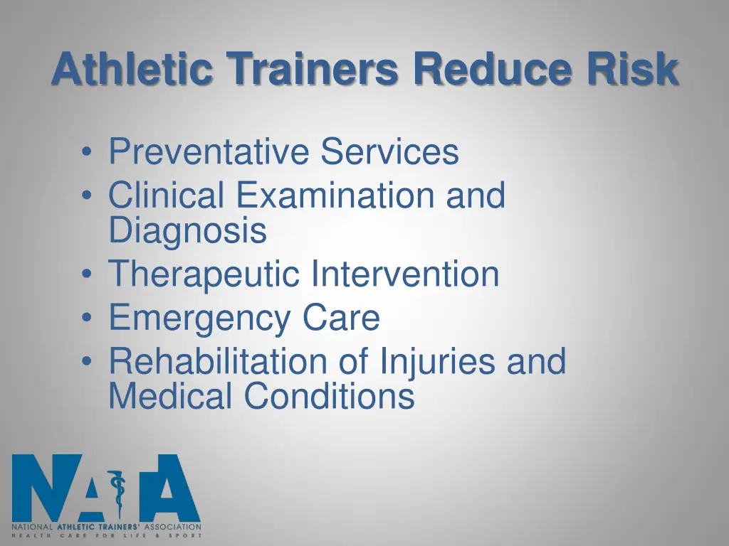 athletic trainers reduce risk