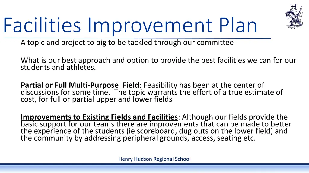facilities improvement plan a topic and project