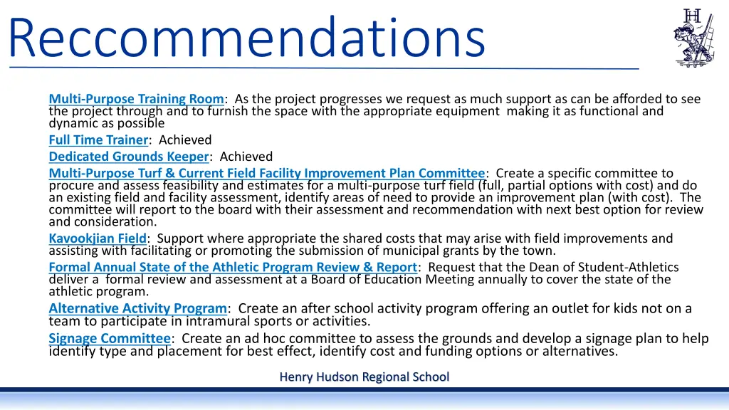 reccommendations