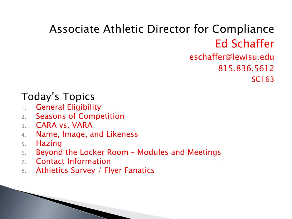 associate athletic director for compliance