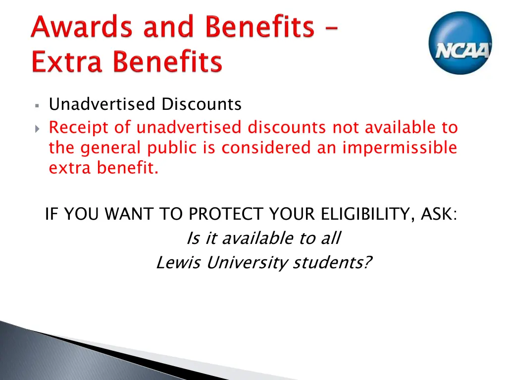 unadvertised discounts receipt of unadvertised