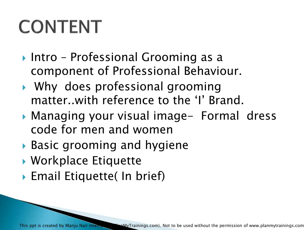 intro professional grooming as a component