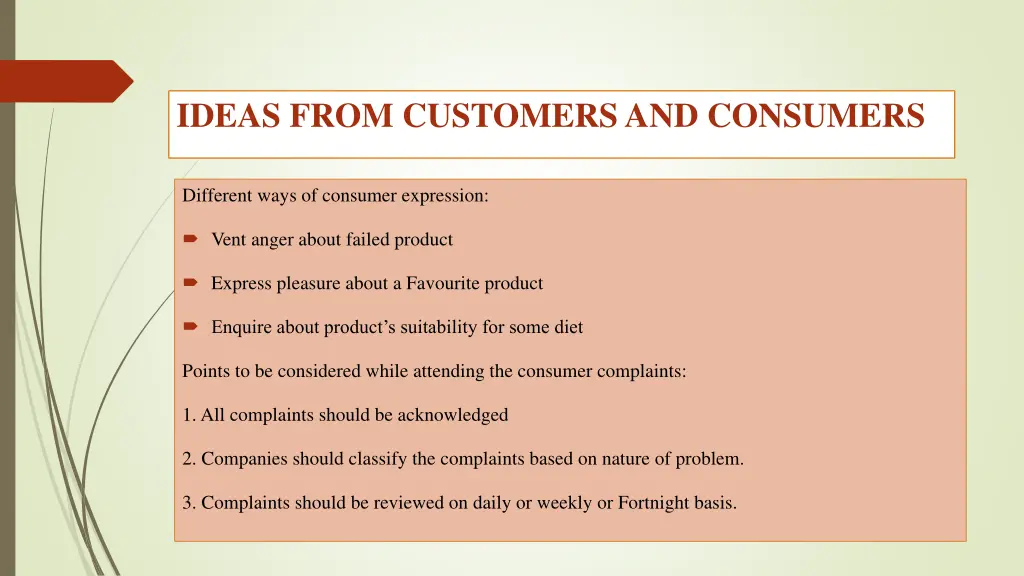 ideas from customers and consumers