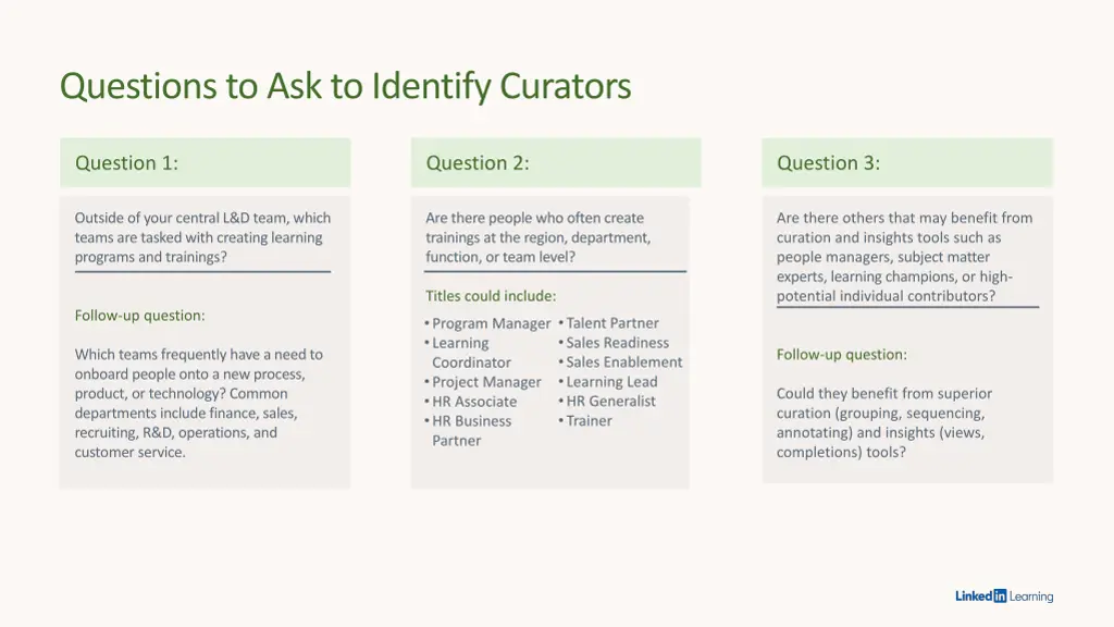 questions to ask to identify curators