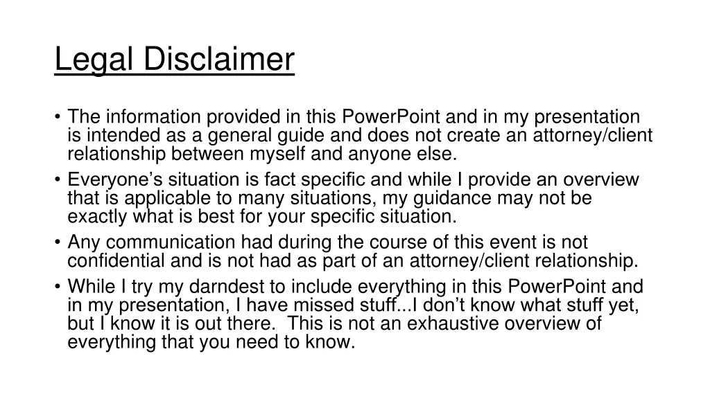 legal disclaimer