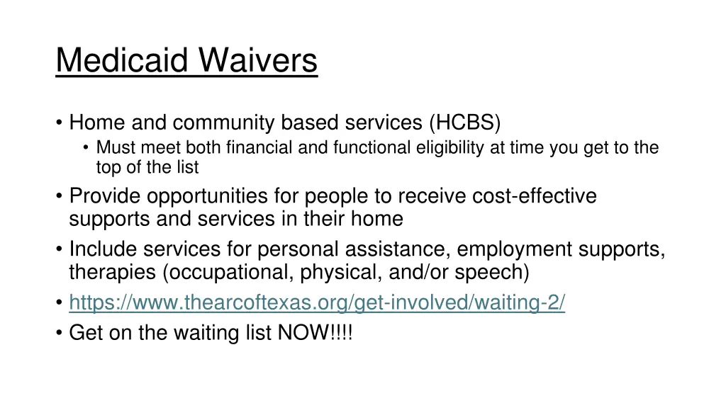 medicaid waivers