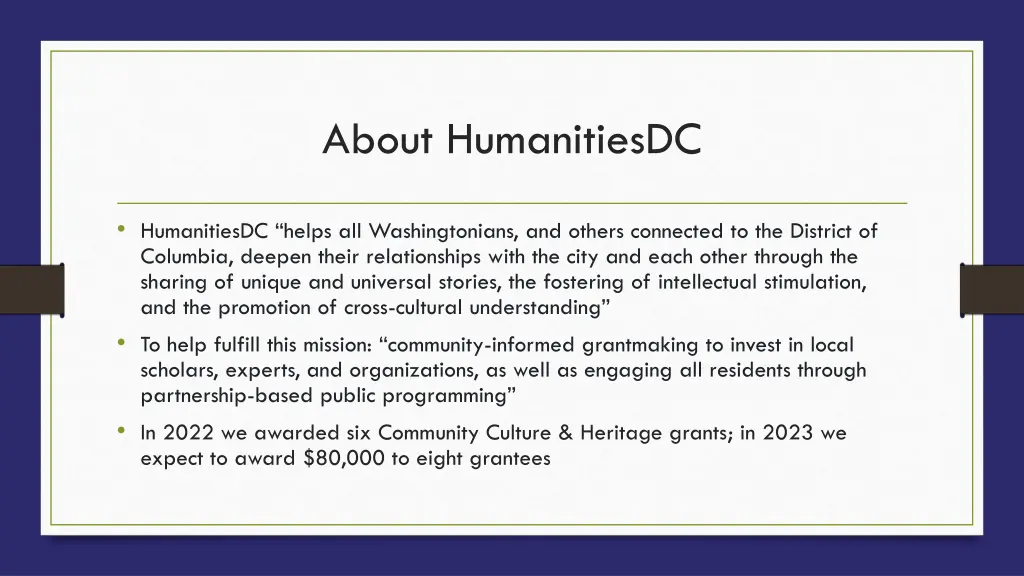 about humanitiesdc