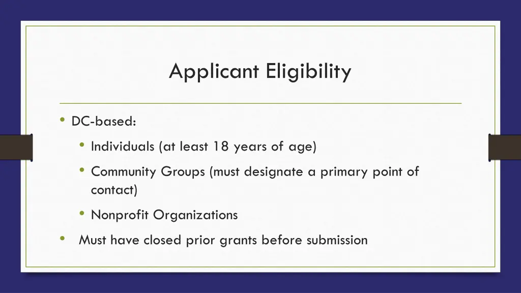 applicant eligibility