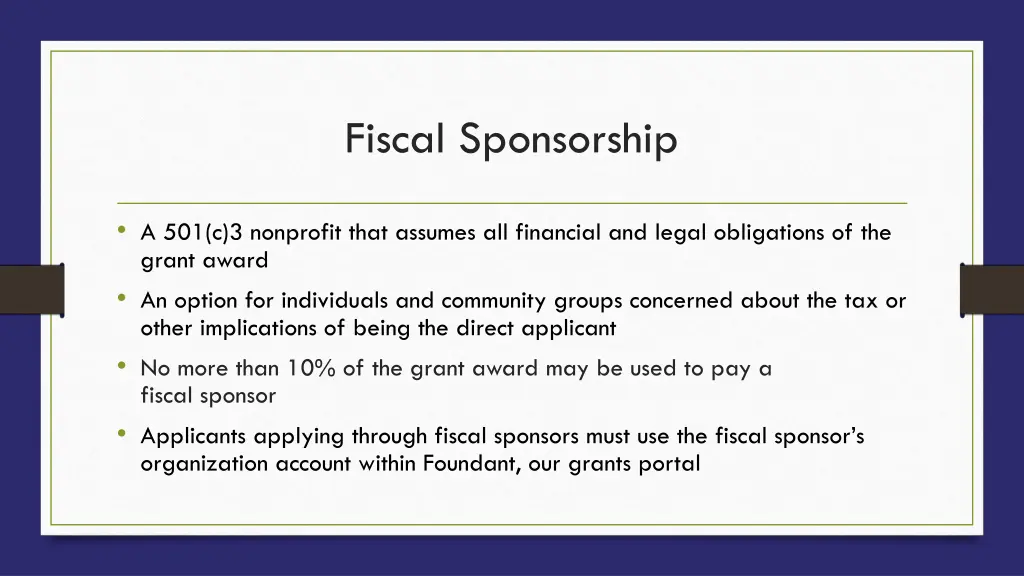 fiscal sponsorship