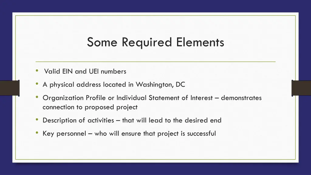 some required elements