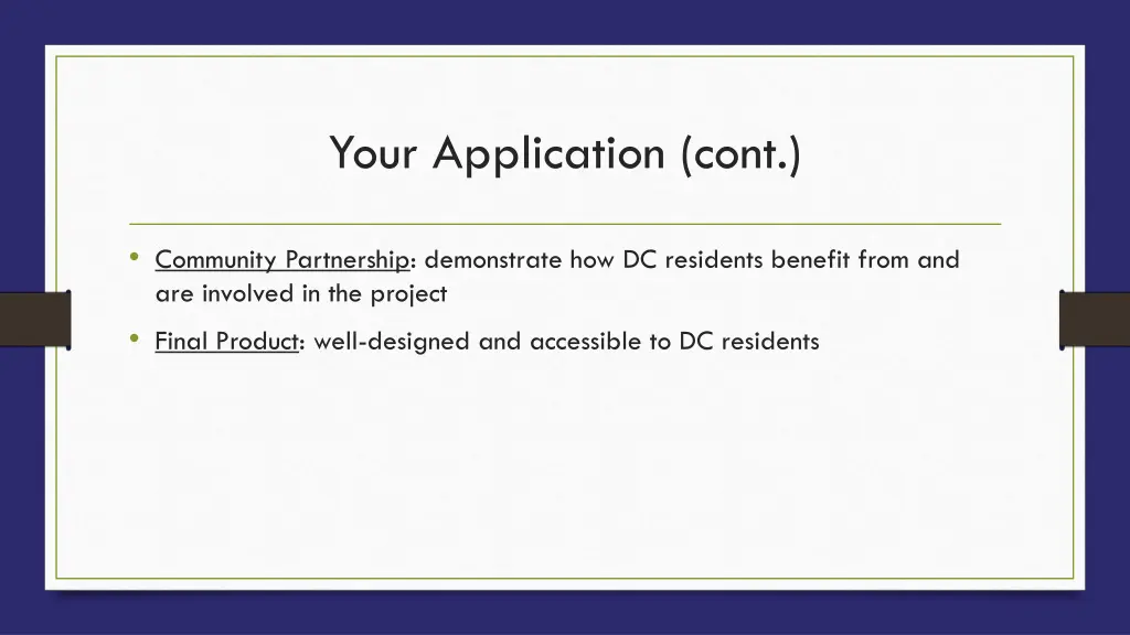 your application cont