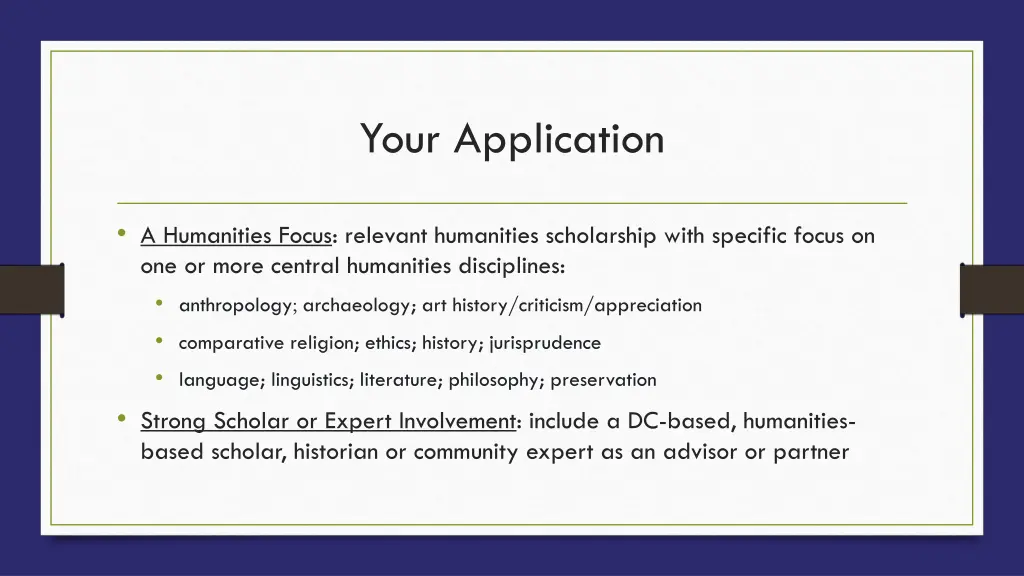 your application