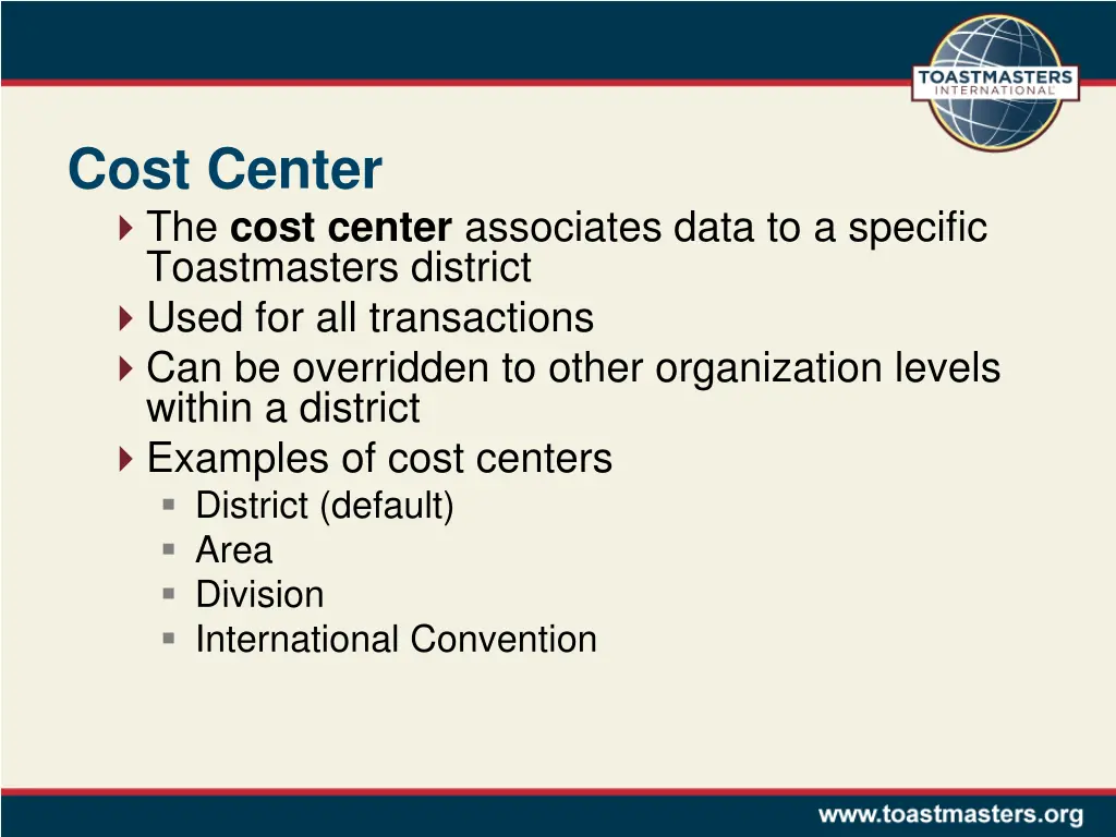 cost center the cost center associates data