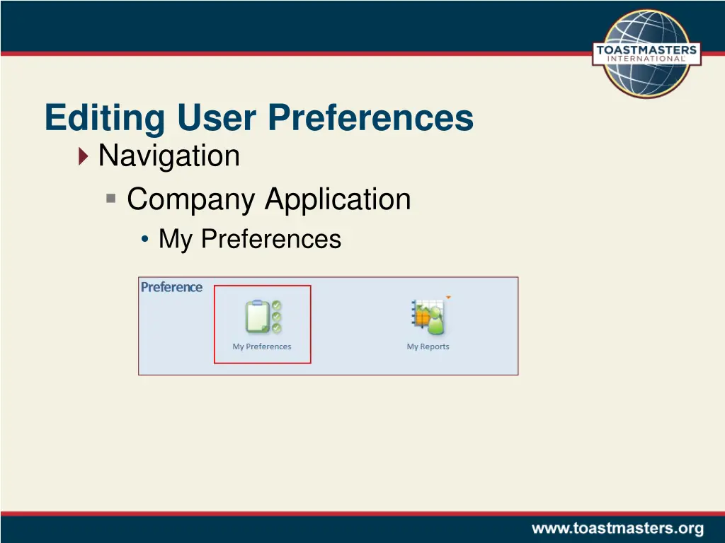 editing user preferences navigation company