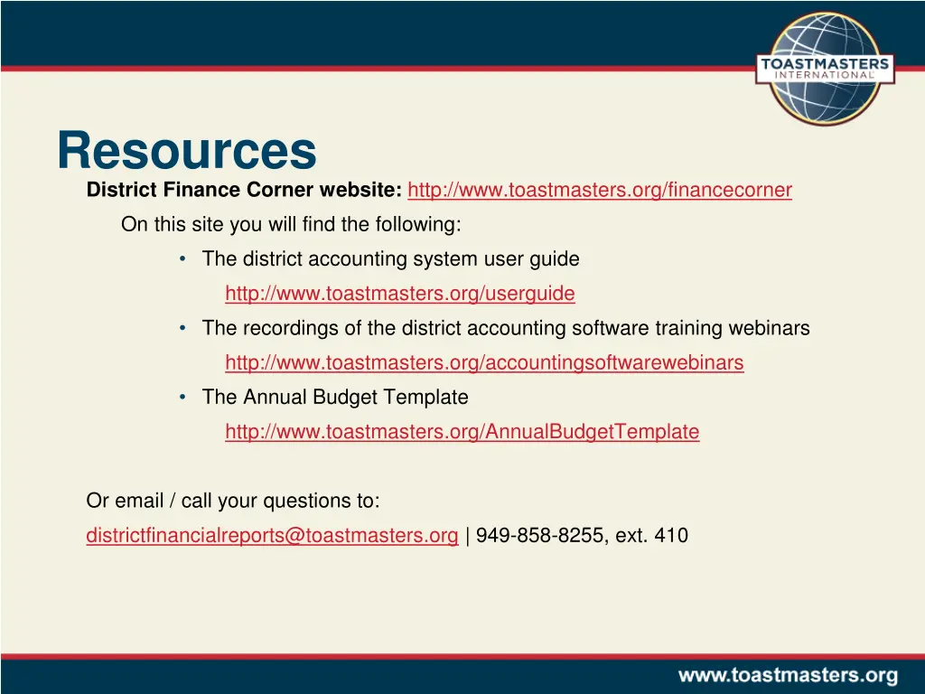 resources district finance corner website http