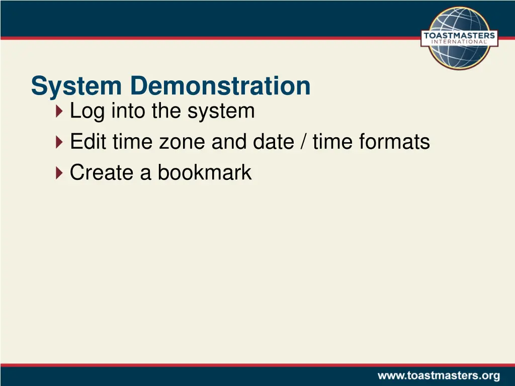 system demonstration log into the system edit