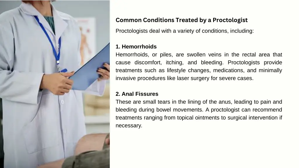 common conditions treated by a proctologist