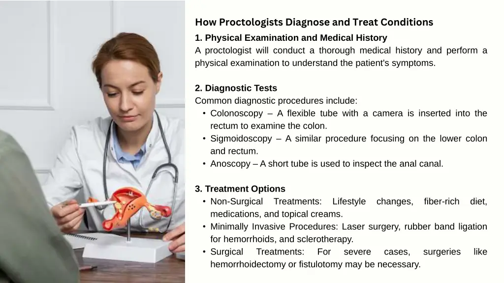 how proctologists diagnose and treat conditions