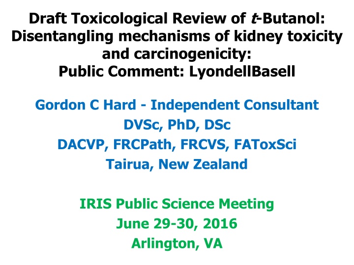 draft toxicological review of t butanol