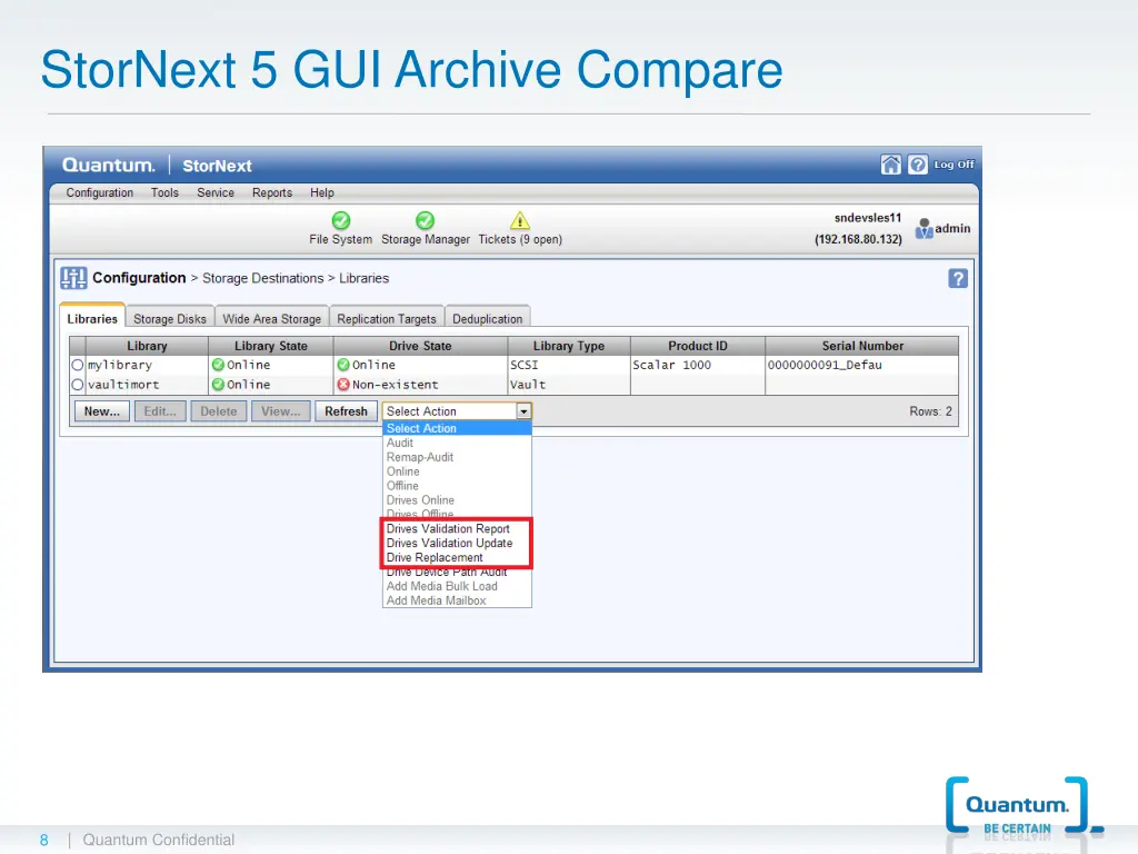 stornext 5 gui archive compare