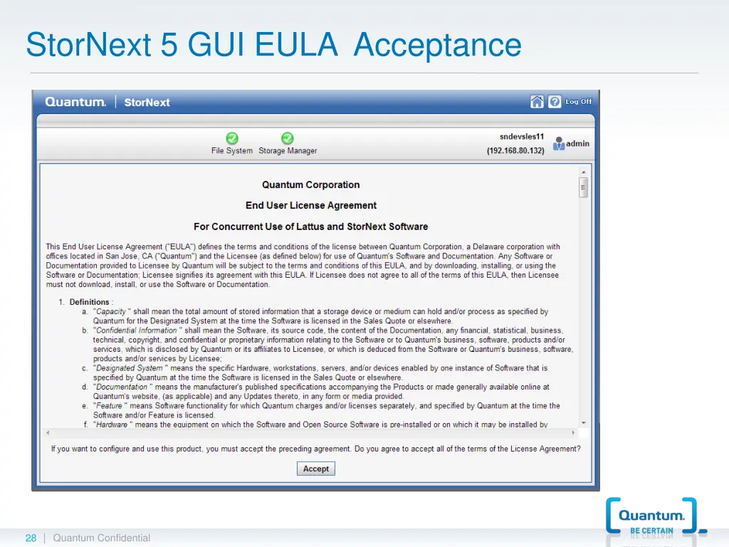 stornext 5 gui eula acceptance
