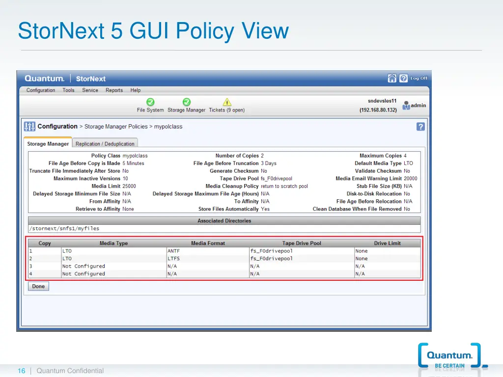 stornext 5 gui policy view