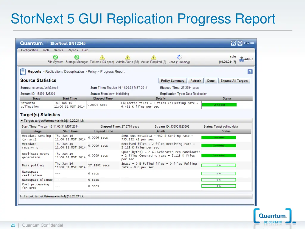 stornext 5 gui replication progress report 1