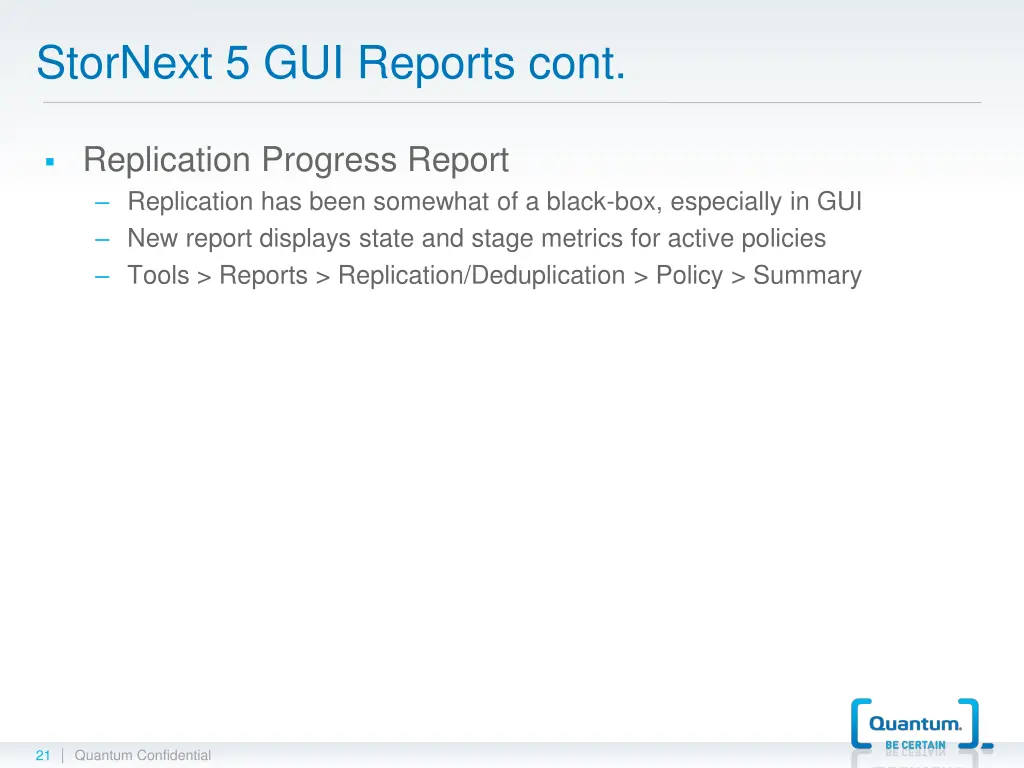 stornext 5 gui reports cont