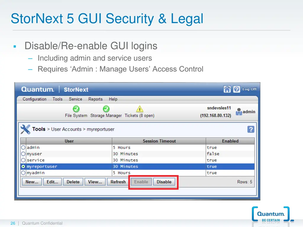 stornext 5 gui security legal