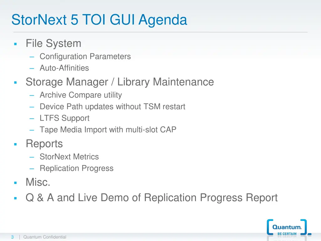 stornext 5 toi gui agenda