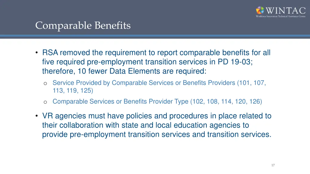comparable benefits