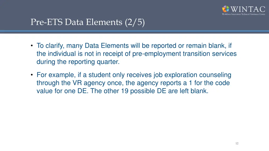 pre ets data elements 2 5