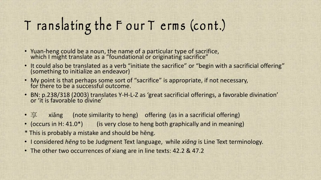 t ranslating the f our t erms cont