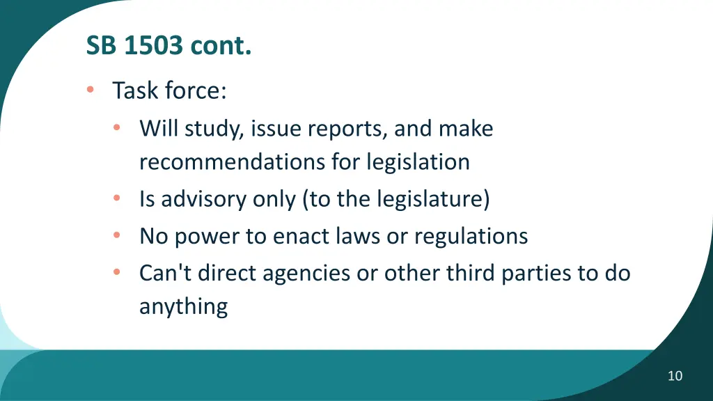 sb 1503 cont task force will study issue reports