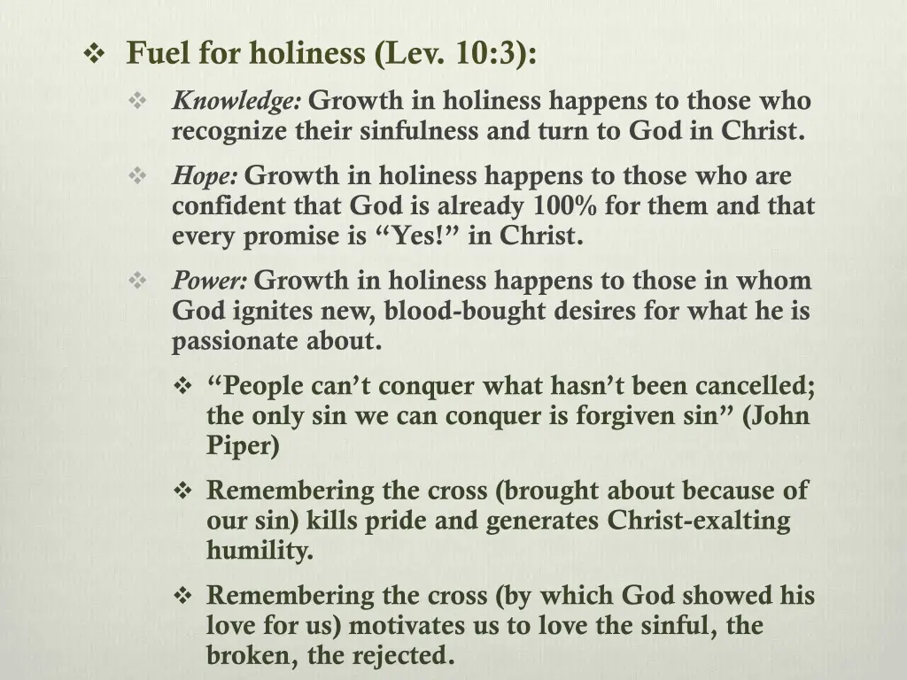 fuel for holiness lev 10 3 knowledge growth