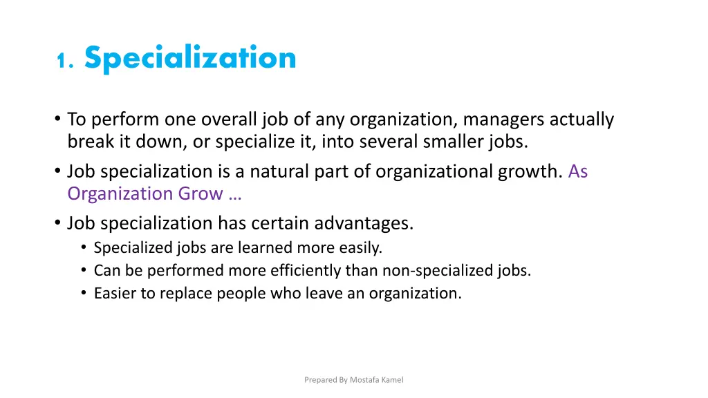 1 specialization