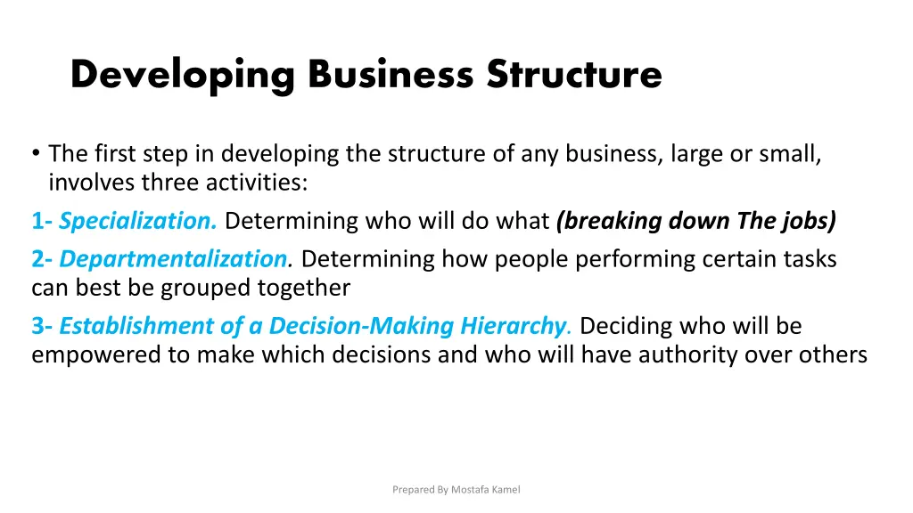 developing business structure
