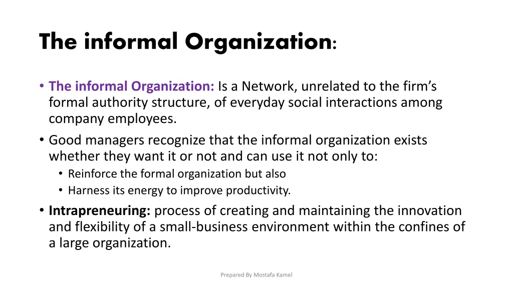 the informal organization