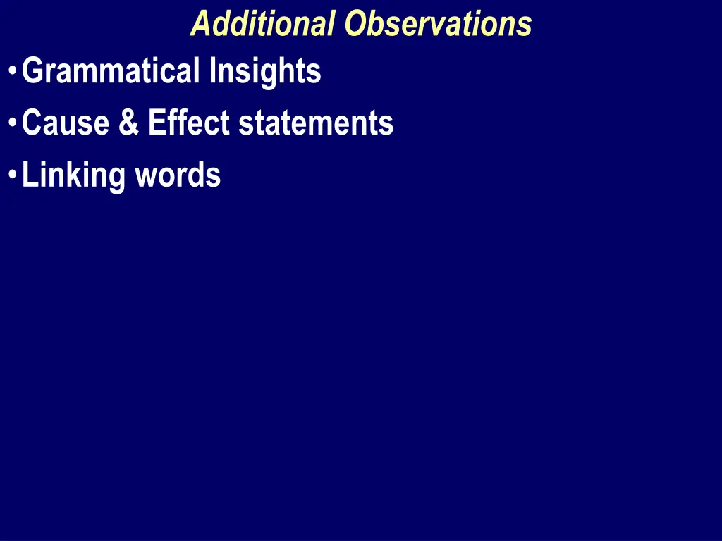 additional observations