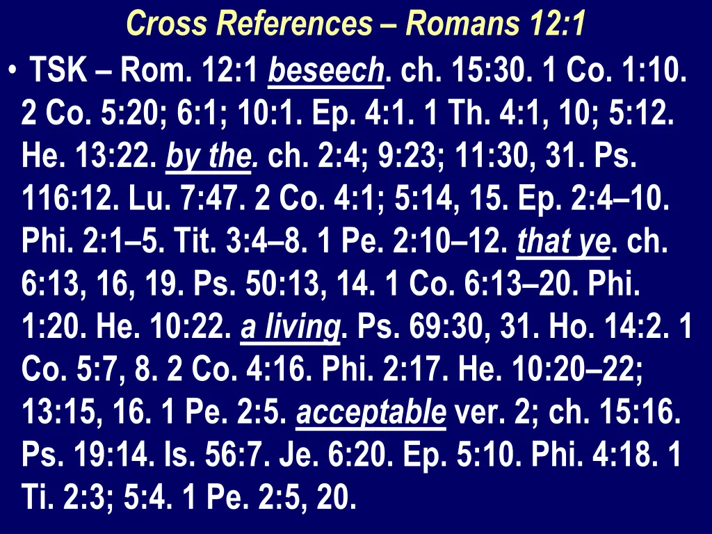 cross references romans 12 1 tsk rom 12 1 beseech