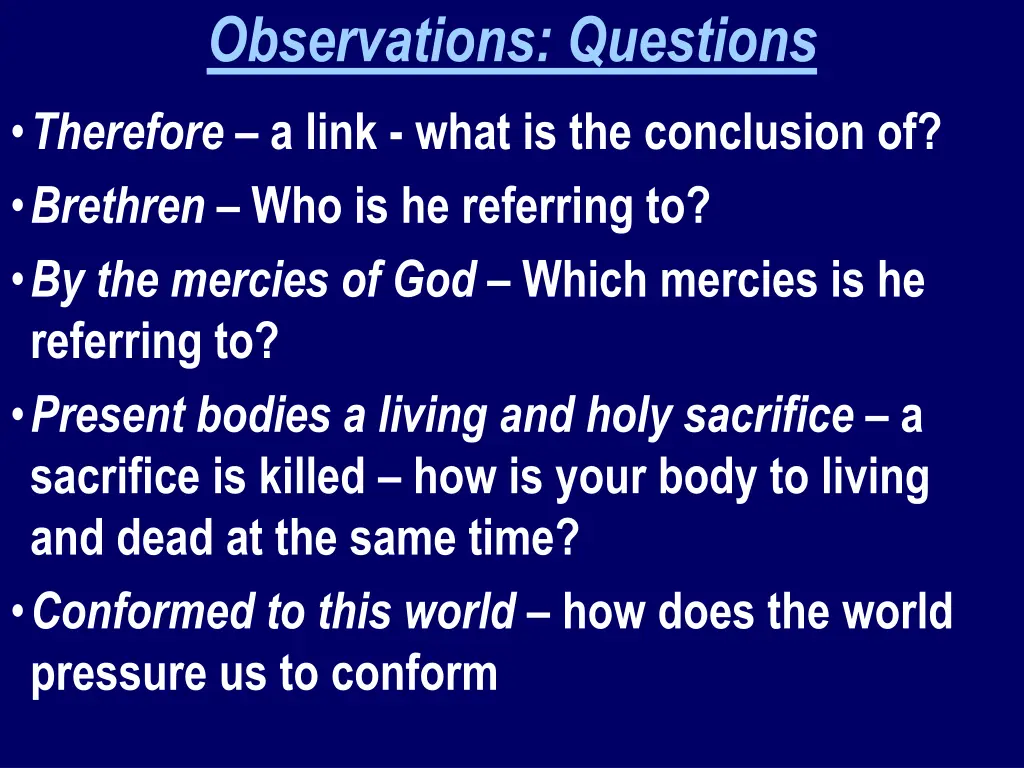 observations questions