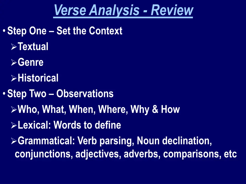 verse analysis review