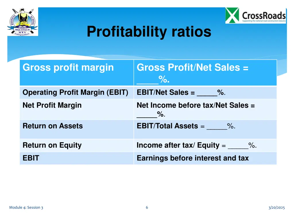 profitability ratios