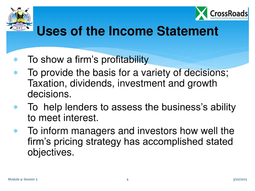 uses of the income statement
